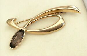yzlbNX@Be[W14ctNI[cu[`beautiful ladies full hallmarked vintage large 14ct gold smokey quartz brooch