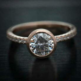 【送料無料】ネックレス　ホワイトラウンドカットkローズゴールド125 ct moissanite near white round cut engagement wedding ring 9k rose gold