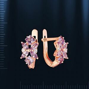 �y���������z�l�b�N���X�@���V�A���[�Y14k585�A���W�X�g282gcz�C�A�����Onwtrussian rose gold 14k 585 marquise amethysts, czs earrings nwt stunning 282 g