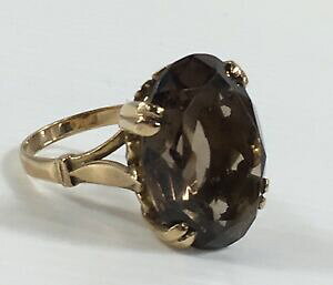 yzlbNX@Be[WS[hOX[L[NH[cTCYvintage 9ct gold ring wsmokey quartz size o 77g