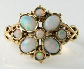 【送料無料】ネックレス　オーストラリアオパールリーフフラワーリングサイズstunning 9ct 9k english made australian opal leaf flower ring fre resize