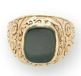 【送料無料】ネックレス　ヴィンテージ9ctイェローゴールドサイズs 1210x12mmvintage 9ct yellow gold bloodstone fancy signet ring size s 12 10x12mm head