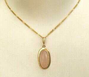 yzlbNX@9ct9ct[YR[cy_gbeautiful ladies full hallmarked 9ct gold rose quartz pendant on 9ct chain