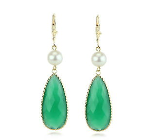 yzlbNX@CG[S[hO[IjLXCO14k yellow gold gemstone earrings with pearls and green onyx