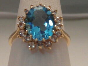�y���������z�l�b�N���X�@363fvintage ladies 9ct gold blue topaz andzirconia cluster ring size o363f vintage ladies 9ct gold blue topaz and zirconia