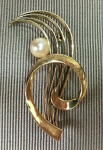 �y���������z�l�b�N���X�@vintage 14k585yellow gold cultured65mmpearl brooch 634grmsvintage 14k 585 yellow gold cultured 65mm pearl brooch 634grms n