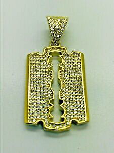 yzlbNX@CG[\bhS[hJ~\y_g9ct yellow solid gold cz razor blade pendant