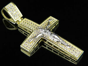 yzlbNX@YkCG[S[hfUCi[CGXLXgNXy_gmens 10k yellow gold designer jesus christ crucifix iced out cross pendant
