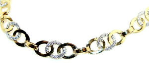 yzlbNX@9ct hallmarked yellow gold flat oval linkedtriosgemset bracelet 759ct hallmarked yellow gold flat oval linked trios gems