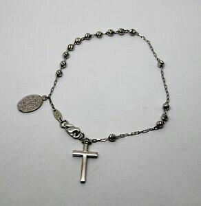 �y���������z�l�b�N���X�@kaedesigns18ct750�z���C�g�S�[���h���U���I�N���X*kaedesigns, 18ct 750 white gold rosary beads cross bracelet *free express post