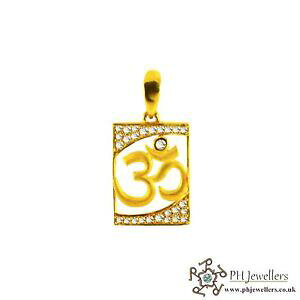 yzlbNX@CG[S[hy_g22ct 916 hallmark yellow gold om pendant cz rp23