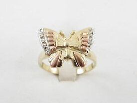 【送料無料】ネックレス　イエローローズホワイトゴールドリングサイズ14k yellow rose and white gold butterfly ring size 8 14