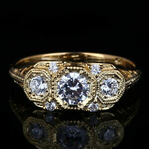 yzlbNX@special antique vintage 3stone semi mount solid14kyellow gold wedding cz ringspecial antique vintage 3 stone semi mount so