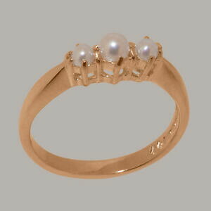 �y���������z�l�b�N���X�@9ctz�p�[��womens�T�C�Yjsolid 9ct rose gold full pearl womens trilogy ring sizes j to z