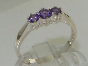 yzlbNX@z9ctzCgS[hAWXgwomensOTCYjsolid 9ct white gold natural amethyst womens trilogy ring sizes j to z