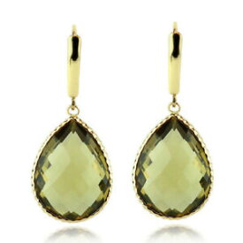 【送料無料】ネックレス　14k yellow gold gemstone earrings with large pear shaped olive quartz