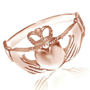 �y���������z�l�b�N���X�@18k�N���_�����O218k rose gold polished two hands holding heart claddagh ring