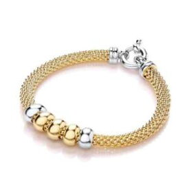 【送料無料】ネックレス　57ニュースターリングイエローメッシュsterling silver yellow mesh with 5 beads bracelet 7
