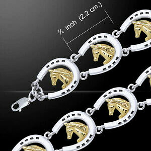 yzlbNX@s[^[Xg[925X^[Ot[Xgfriesian horse in horseshoe 925 sterling silver bracelet by peter stone jewelry