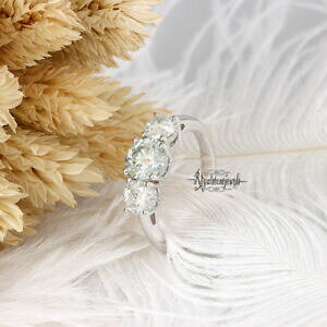 yzlbNX@220 ct3diomand moissanite14kJbg220 ct three stone round cut diomand moissanite engagement ring 14k gold over