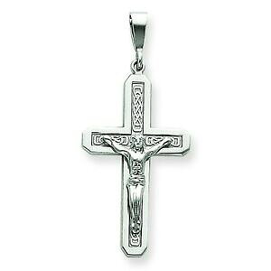 �y���������z�l�b�N���X�@k�z���C�g�S�[���h�\���b�h�y���_���g14k white gold solid polished hollow dc crucifix pendant