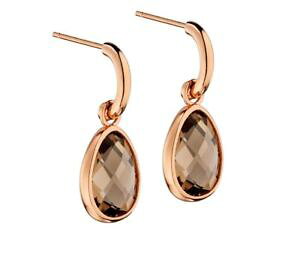 yzlbNX@9ctNI[cCAOfashion 9ct rose gold smokey quartz gemstone solid drop earrings uk
