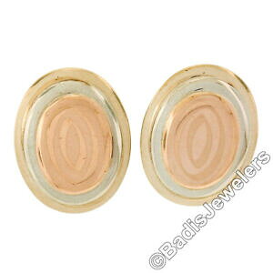 �y���������z�l�b�N���X�@14k�g��2�p�^�[���f�B�X�N�{�^���s�A�X�C�������O14k tri color gold dual finished tiered oval pattern disk button stud earrings