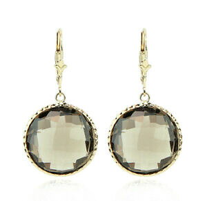 yzlbNX@14kCF[S[hCAO14k yellow gold dangle gemstone earrings with large round smoky topaz