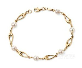 【送料無料】ネックレス　9ctリンクgb416w9ct yellow gold bracelet white freshwater pearl link gold bracelet gb416w
