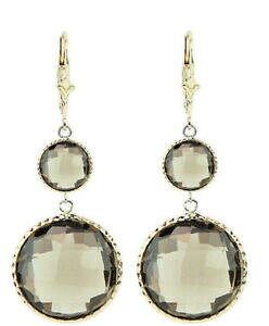 yzlbNX@14kCF[S[hCAO14k yellow gold dangle earrings with round brown smoky topaz gemstones