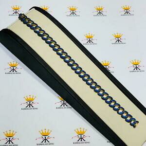 yzlbNX@18kCF[S[hX^[OTt@CANejX18k yellow gold sterling silver blue sapphire pave link design tennis bracelet