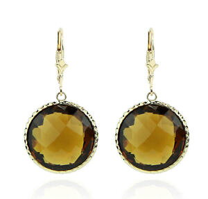 yzlbNX@14kCF[S[hRjbNgp[YCAO14k yellow gold dangle gemstone earrings with large round cognac topaz