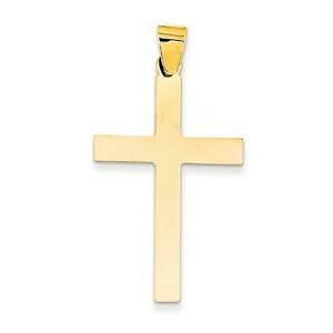 �y���������z�l�b�N���X�@14k�C�F���[�S�[���h�n�C�`���[���N���y���_���g14k yellow gold high polished engravable charm cross pendant communion gift