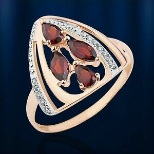 yzlbNX@VA58514ctK[lbgcznwtrussian solid rose gold 585 14ct garnet, cz ring nwt beautiful