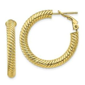 【送料無料】ネックレス　イエローゴールドケーブルラウンドチューブイタリアフープイヤリング10k yellow gold high cable design round tube italian 4x20mm hoop earrings gift