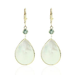 yzlbNX@CG[S[hp[O[Tt@CACO14k yellow gold dangle earrings with mother of pearl and green sapphires