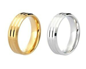 �y���������z�l�b�N���X�@�C�G���[�z���C�g�S�[���h�t���b�g�R�[�g9ct yellow white gold flat court engraved grooves wedding ring uk hallmarked