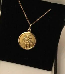 yzlbNX@`F[CG[S[hZgNXgt@[y_ghallmarked 9ct 9k yellow gold st christopher pendant with curb chain