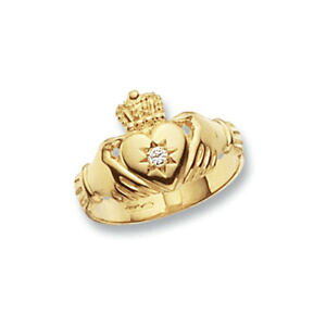 �y���������z�l�b�N���X�@�C�G���[�S�[���h�b�h�N���_�����Y�����O9ct yellow gold claddagh mens ring