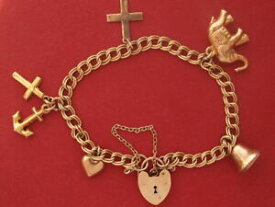 【送料無料】ネックレス　1120グラム9ctダブル79ct yellow gold double curb bracelet with charms 1120 grams 7 long