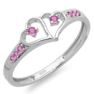 yzlbNX@X^[OVo[sNTt@CA_un[guO015 ct sterling silver pink genuine sapphire women double heart love ring