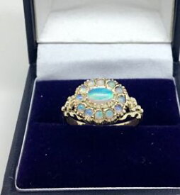 【送料無料】ネックレス　ゴールドオパールクラスタリングサイズ9ct gold opal cluster ring size o