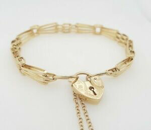 �y���������z�l�b�N���X�@9ct�C�F���[�S�[���h�Q�[�g185cm rrp790preloved 9ct yellow gold ladies gate bracelet with heart clasp 185cm rrp 790