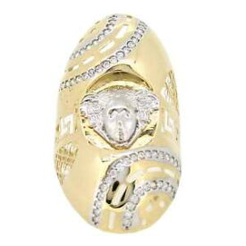 【送料無料】ネックレス　14ctホワイトメドゥーサセットリングサイズp hollow 14ct yellow and white gold medusa stone set ring size p