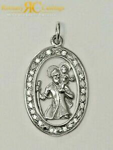 �y���������z�l�b�N���X�@�y���_���g9ct 62�z���C�gg40×25mmcz st�N���X�g�t�@�[cz st christopher oval pendant 9ct white gold 62g fully stamped 40 x 25 mm