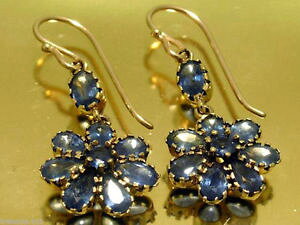 yzlbNX@ce1279kCF[S[hTt@CABe[WdropCAOce127 genuine 9k yellow gold natural sapphire blossom vintage drop earrings