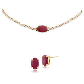 【送料無料】ネックレス　ルビーオーバルスタッドイヤリングブレスレットgemondo ruby oval stud earring amp; 19cm bracelet set