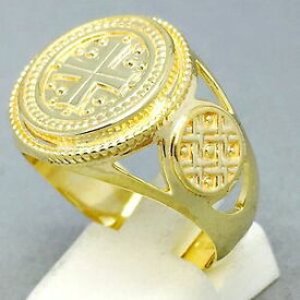 【送料無料】ネックレス　イエローゴールドギリシャクロスシャンクサイズlarge 9ct yellow gold greek cross open work shank signet ring size u 1050