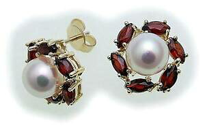 �y���������z�l�b�N���X�@�C�������O�S�[���h�X�^�b�hwomens earrings m granat and cultured pearls gold 333 yellow stud