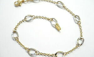 �y���������z�l�b�N���X�@18kt 750�z���C�g�p�^�[�� gold bracelet 18kt 750 white and yellow pattern ovals bicolor womens